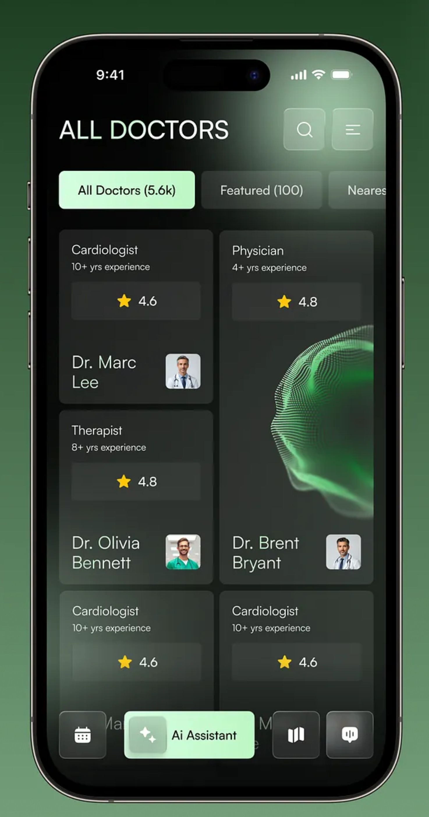 Patient booking an appointment on a mobile app, choosing a doctor and time slot