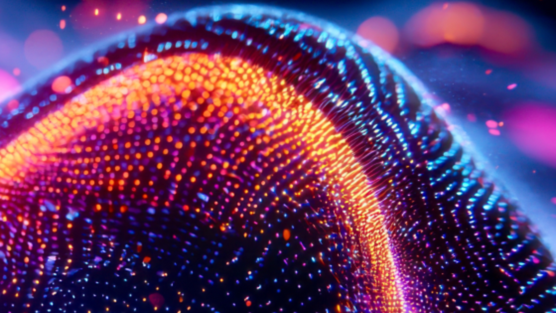 Abstract particle data wave representing AI-first architecture