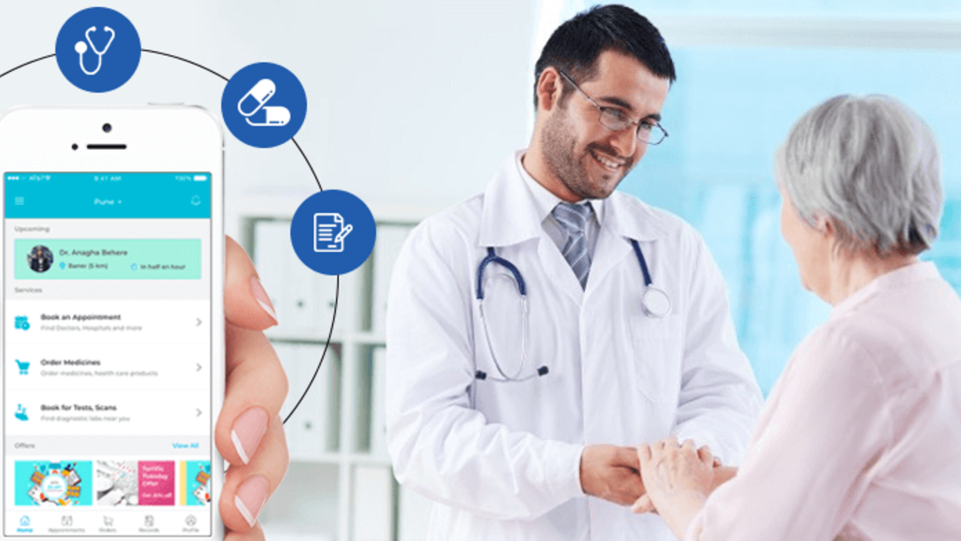 Patient booking an appointment on a mobile app during a consultation