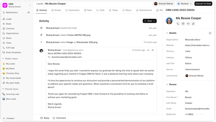 CRM Dashboard - Contact & Deal Management