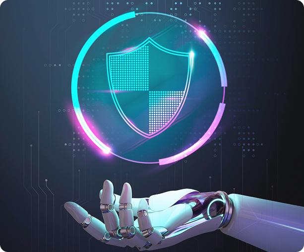 AI Fraud Guard - Robotic hand with digital shield