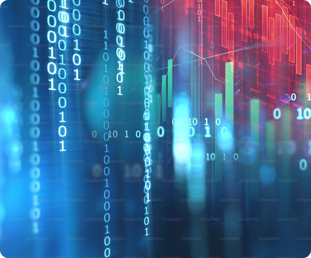 AI Underwriting Signals - Data visualization with binary code
