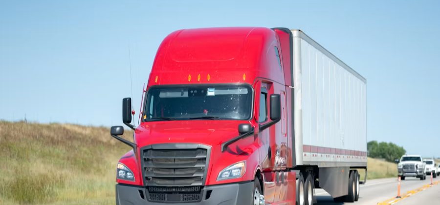 Articulated truck on an open highway