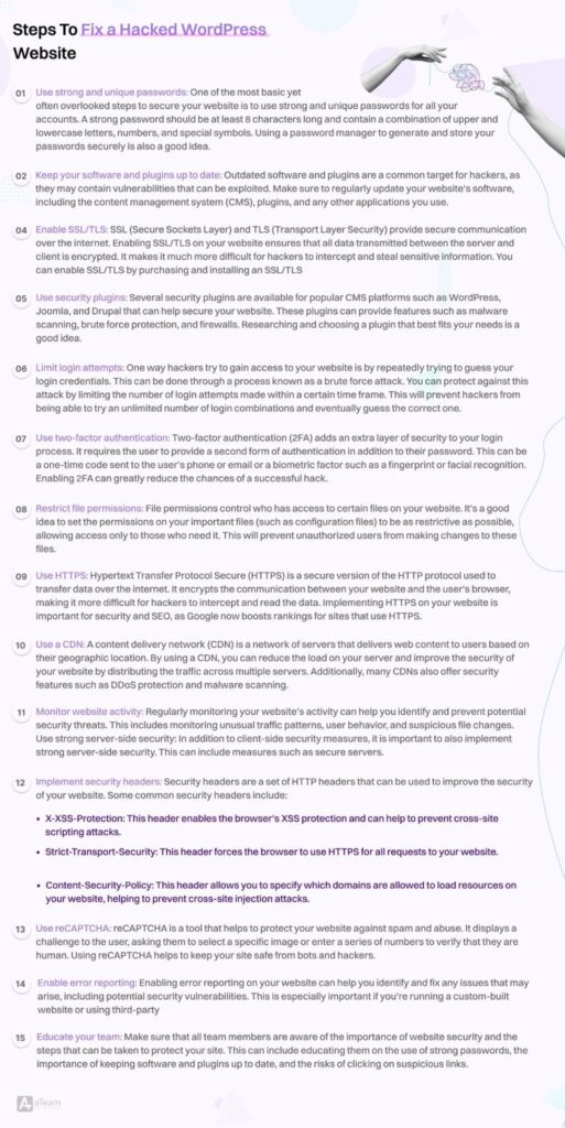 steps to protect & secure websites from hackers